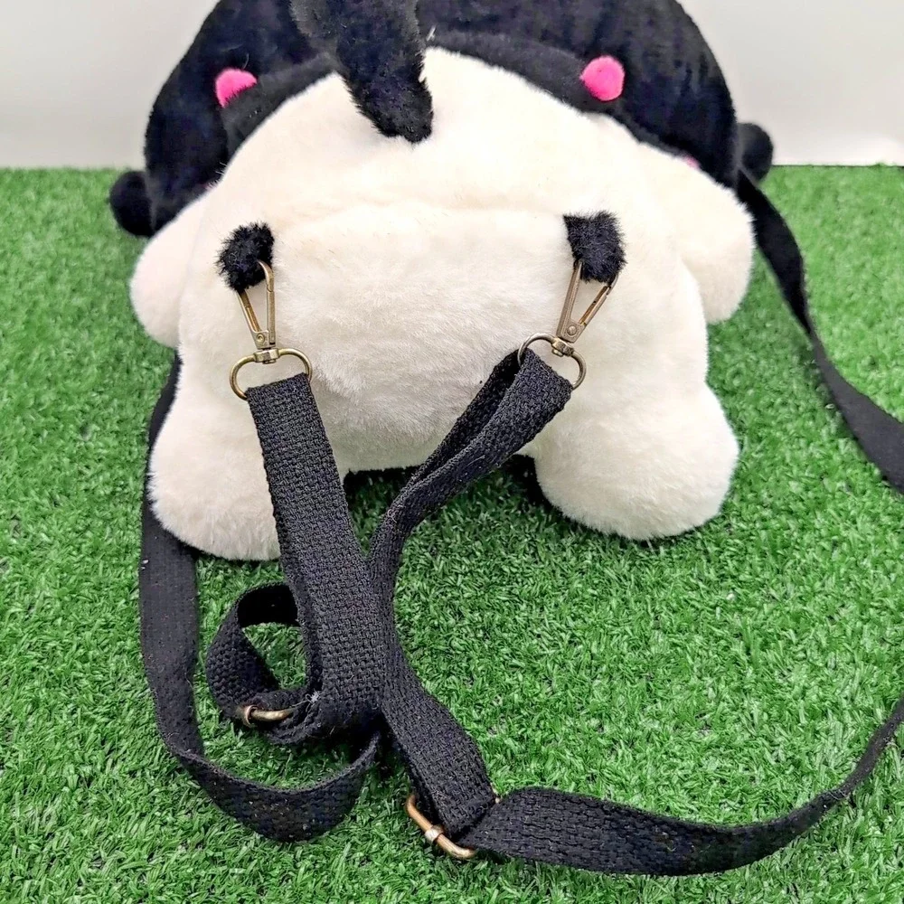 Kuromi Plush Stuffed Black White Animal Adjustable Straps Backpack 11.5